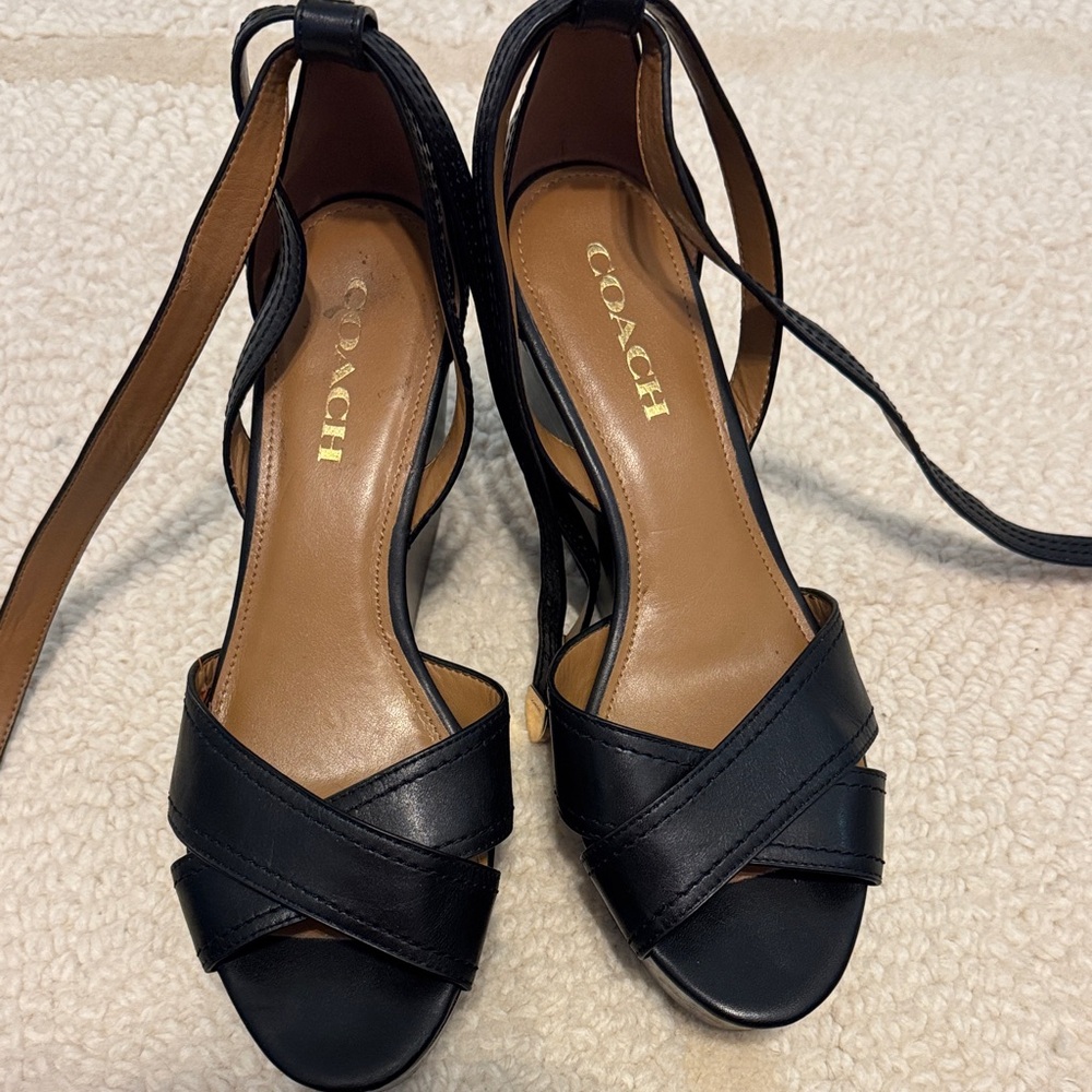 Coach Black Strappy Heels for Women